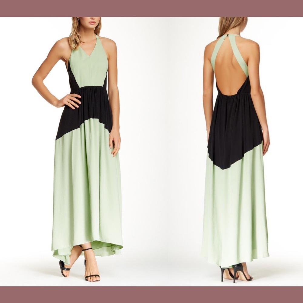 NEW $695 Tibi‎ New York Colorblock Open Back Hi-Lo Dress in Mojito [SZ 2 ]